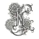 stomach tattoo, letters J L M tattoo design idea