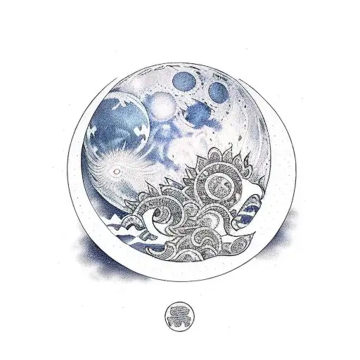 moon lunar  tattoo design idea