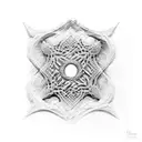 A dotwork design of a sculpture blending seamlessly into a wave crashing against the shore tattoo design idea