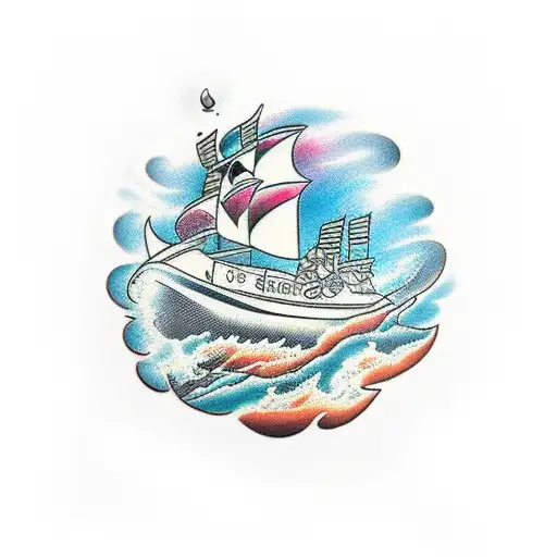 Lua cheia e onda do mar tattoo design idea