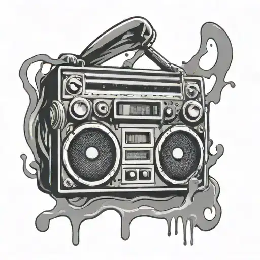 melting 90s boombox  Saket board tattoo design idea