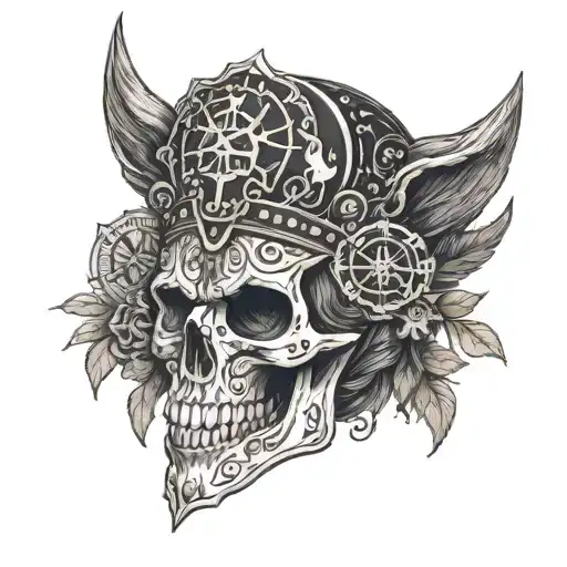 ancient Slavic runes skull moon sun goddess madder fox helmet of horror tattoo design idea