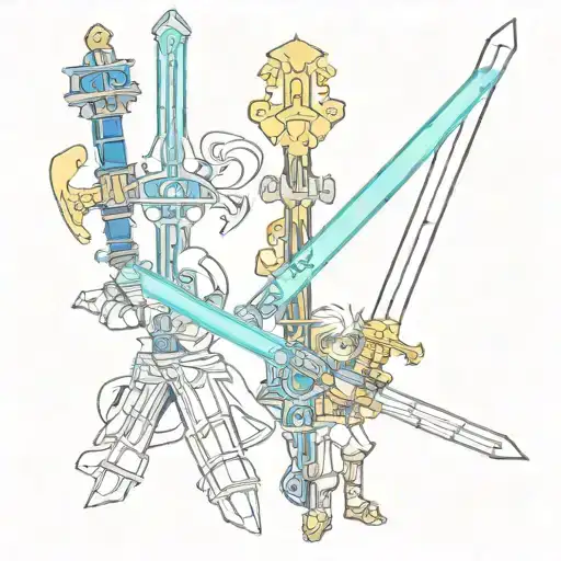 Master sword, light saber, keyblade, and buster sword tattoo design idea