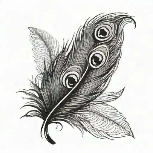 peacock feather quill pen writing tattoo design idea