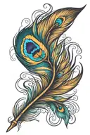 peacock feather quill pen tattoo design idea