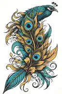 peacock feather quill pen tattoo design idea