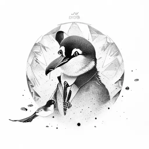 pinguin mafia tattoo design idea