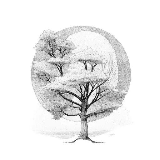 tree with red Cardinal tattoo design idea