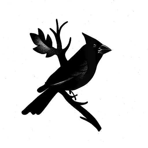 red cardinal in tree tattoo design idea