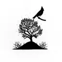 tree with red Cardinal tattoo design idea