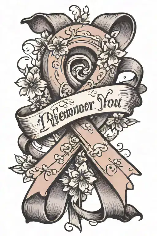 Alzheimer's ribbon with quote "I will remember for you" tattoo design idea