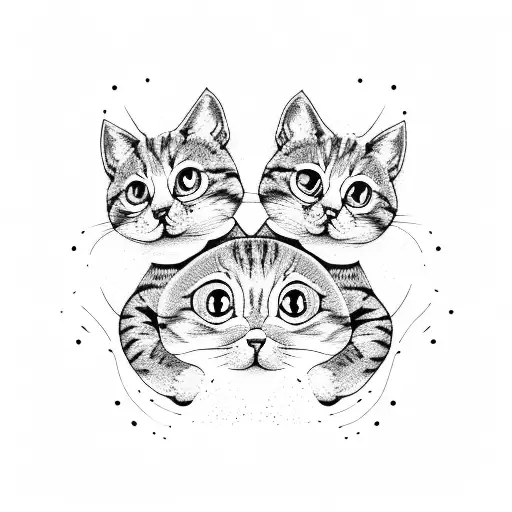 Two cute cats tattoo design idea