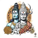 mahadev and bhagwan mahavir tattoo design idea