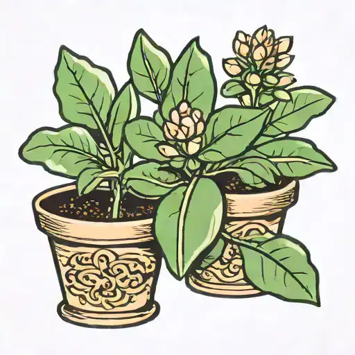 potted jade plant tattoo design idea