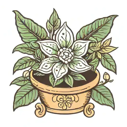 potted jade plant tattoo design idea