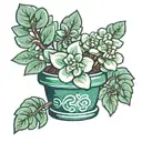 potted jade plant (crassula ovata) tattoo design idea