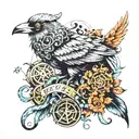 machine crow, rune octopus, cosmic tiger tattoo design idea