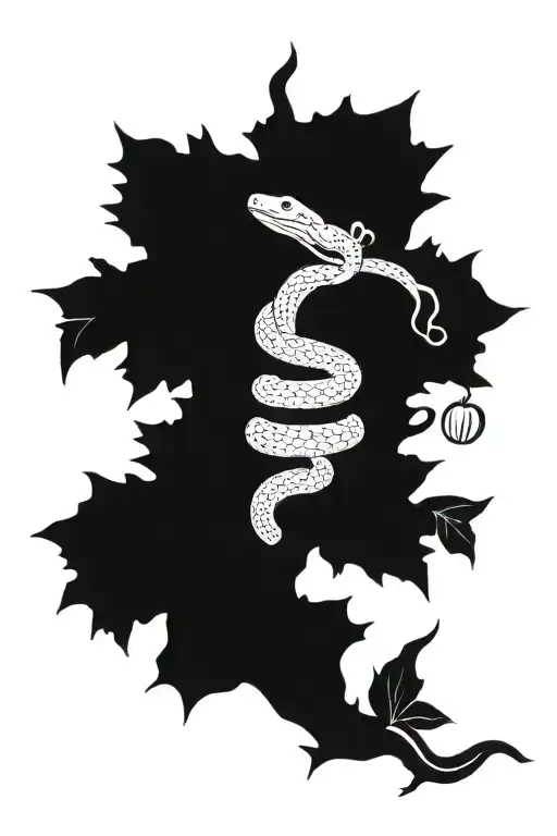 snake and apple tree tattoo design idea