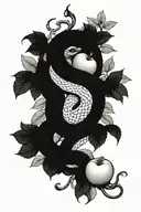 snake and apple tree tattoo design idea