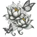 lotus and butterfly emerging tattoo design idea
