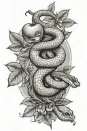 snake and apple tree tattoo design idea