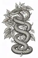 snake and apple tree tattoo design idea