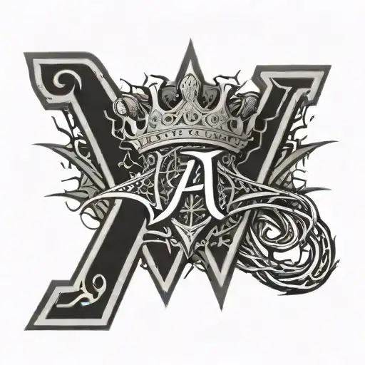 Arizona Diamondbacks letter "A" with a Spider web print inside of the letter "A" with a kings crown on top of the "A"  tattoo design idea