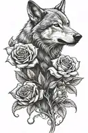 wolf wrapped in a rose  tattoo design idea