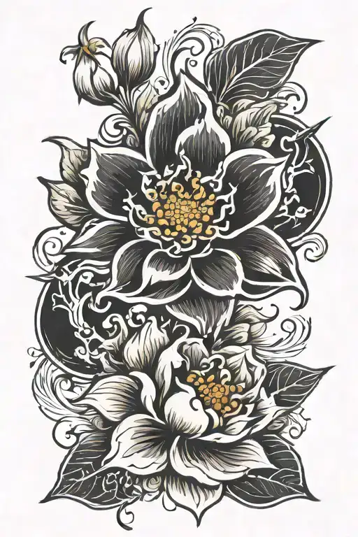 ornemental flowers tattoo design idea