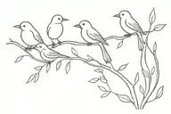 three little birds resting on a flores branch tattoo design idea