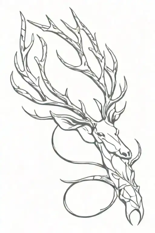 DNA and whitetail deer antlers intertwined tattoo design idea