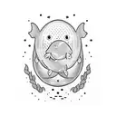 whale with a disco ball tattoo design idea