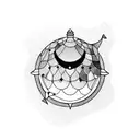 whale with a disco ball tattoo design idea