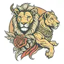Caesar and lion tattoo design idea