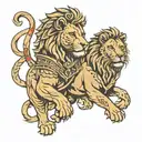 Caesar and lion tattoo design idea