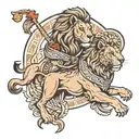 Caesar and lion tattoo design idea