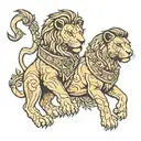 Caesar and lion tattoo design idea