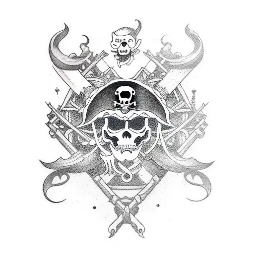pirate ship tattoo design idea