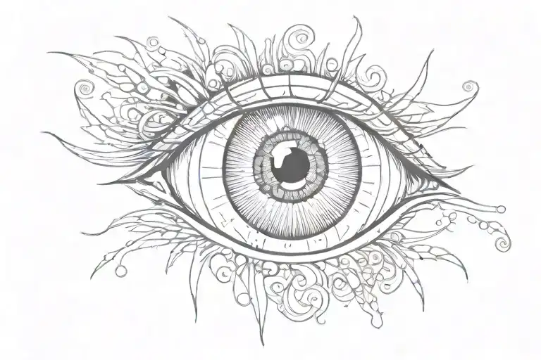 eye with many pupils tattoo design idea