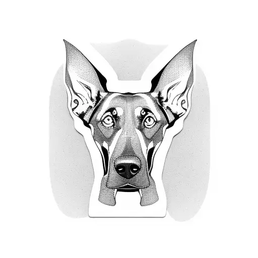 apstract doberman in realism tattoo design idea