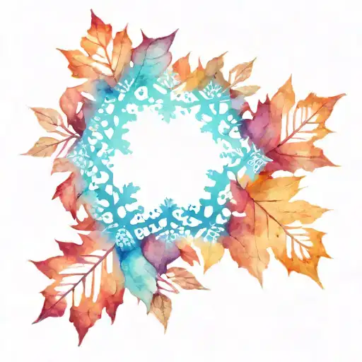 fall leaves snowflake made tattoo design idea