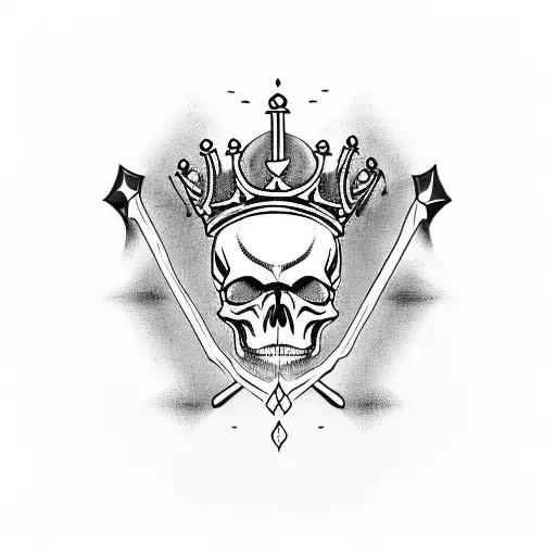 Minimalist representation of a skull with a crown, symbolizing the balance between life and death tattoo design idea