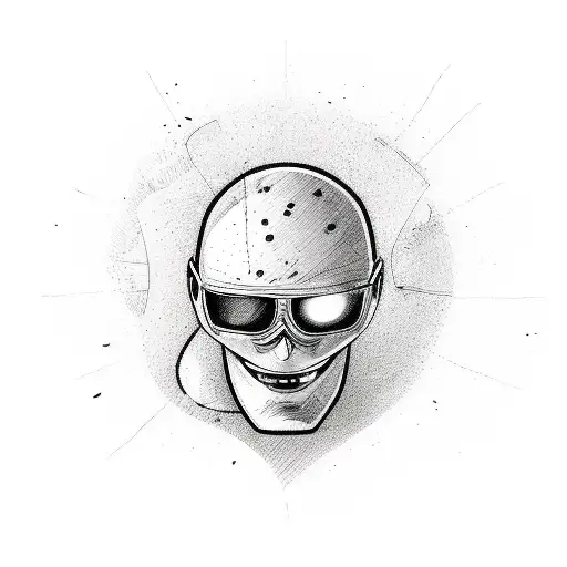 surfer accident fin cut head, motor accident tattoo design idea