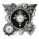 gods and time clock tattoo design idea