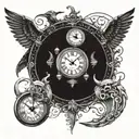 gods and time clock tattoo design idea