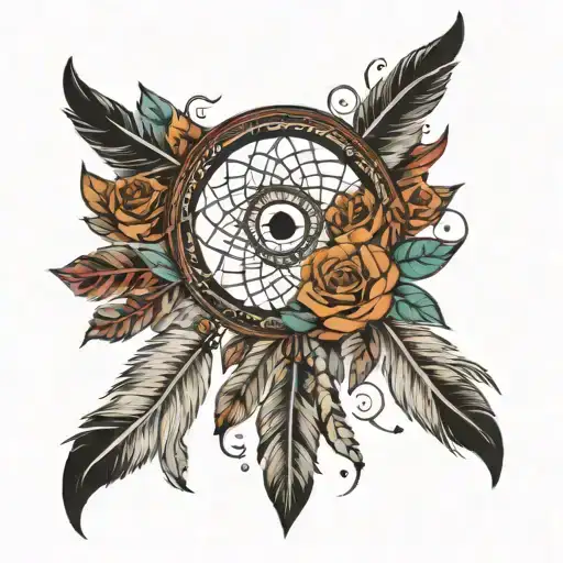 A pacifist sign combined with a dream catcher. tattoo design idea