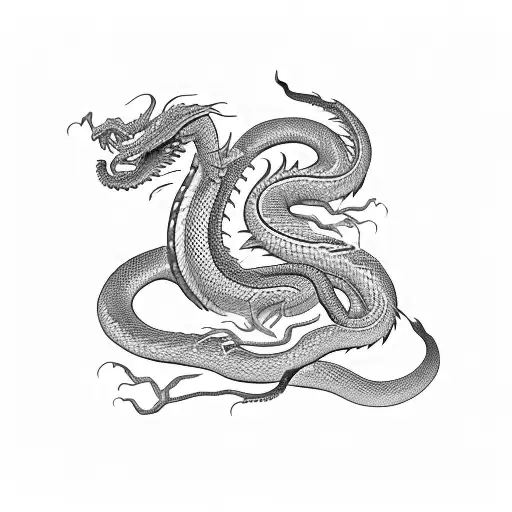 snake dragon hybrid eating its own tail tattoo design idea
