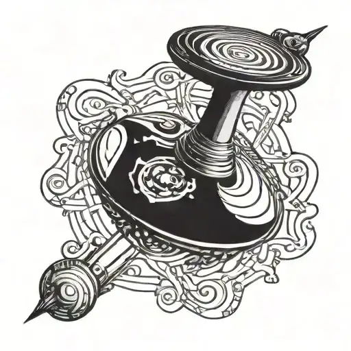 spinning top inception time tattoo design idea