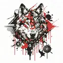 half wolf face and half compass tattoo design idea