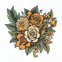 tattoo on a girl's thigh plants flowers decorations tattoo design idea